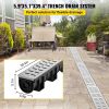 VEVOR Trench Drain System, Channel Drain with Metal Grate, 5.9x5.1-Inch HDPE Drainage Trench, Black Plastic Garage Floor Drain