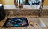 Bioluminescent Fish Dish Drying Mat Absorbent Dish Drying Mat Pad for Kitchen Counter Dish Drainer Mat for Countertop, 14 x 21", Multicolor