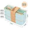 Green Lunch Boxes for Adults with Plastic Silverware Bento Box Set with Dividers Chopsticks Food Storage Japanese Lunch Containers Microwave Dishwashe