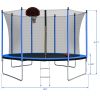 10FT Trampoline with Basketball Hoop Inflator and Ladder(Inner Safety Enclosure) Blue