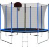 10FT Trampoline with Basketball Hoop Inflator and Ladder(Inner Safety Enclosure) Blue