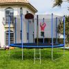 10FT Trampoline with Basketball Hoop Inflator and Ladder(Inner Safety Enclosure) Blue