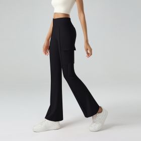 Winter Workwear Pockets Flared Pants (Option: Black-S)