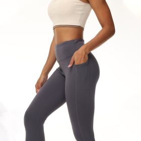 Adding Velvet In Winter Pocket Ankle Pants (Option: Grey-Xl)