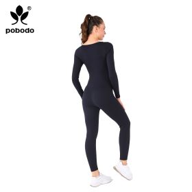 Square Collar Chest Short Zipper Jumpsuit (Option: Navy blue-Xl)