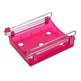 Refrigerator Pull out Bins - Hanging Retractable Fridge Shelf - Fridge Drawer - Storage Organizer Box (Color: Red)
