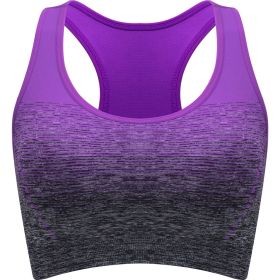 1pc/2pcs/3pcsMedium Support Two Tone Racer Back Sports Bra, Fitness Workout Running Yoga Bra (Color: Purple, size: M(6))