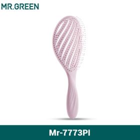 MR.GREEN Hollow Out Hair Brush Scalp Massage Combs Hair Styling Detangler Fast Blow Drying Detangling Tool Wet Dry Curly Hair (Color: Mr-7773LP(PINK))