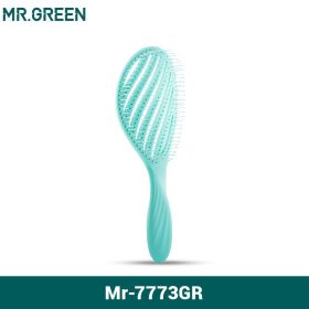 MR.GREEN Hollow Out Hair Brush Scalp Massage Combs Hair Styling Detangler Fast Blow Drying Detangling Tool Wet Dry Curly Hair (Color: Mr-7773GR(GREEN))